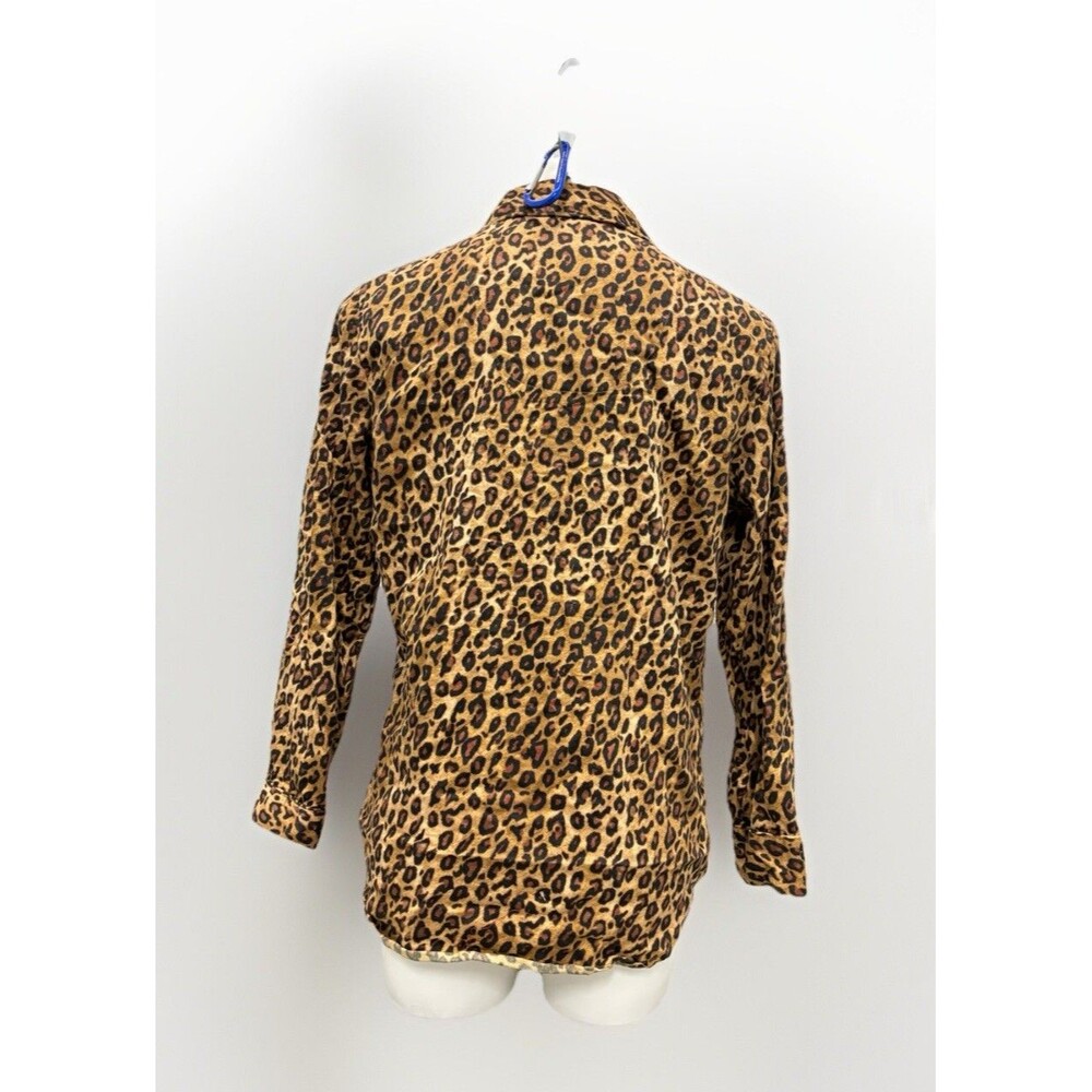 Ralph Lauren Pajama Shirt Leopard Print Long Sleeve Button L Embroidered Logo - Picture 4 of 6